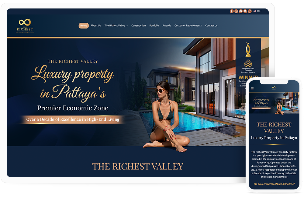 ทำเว็บไซต์ โครงการอสังหาริมทรัพย์หรูในพัทยา ภายใต้แบรนด์ "The Richest Property"