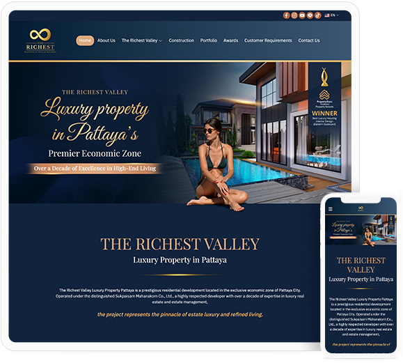 ทำเว็บไซต์ โครงการอสังหาริมทรัพย์หรูในพัทยา ภายใต้แบรนด์ "The Richest Property"