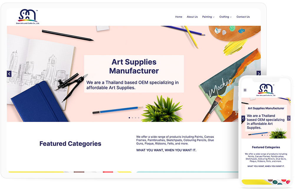 ทำเว็บไซต์ Siam Arts and Crafts ผู้ผลิตอุปกรณ์ศิลปะ