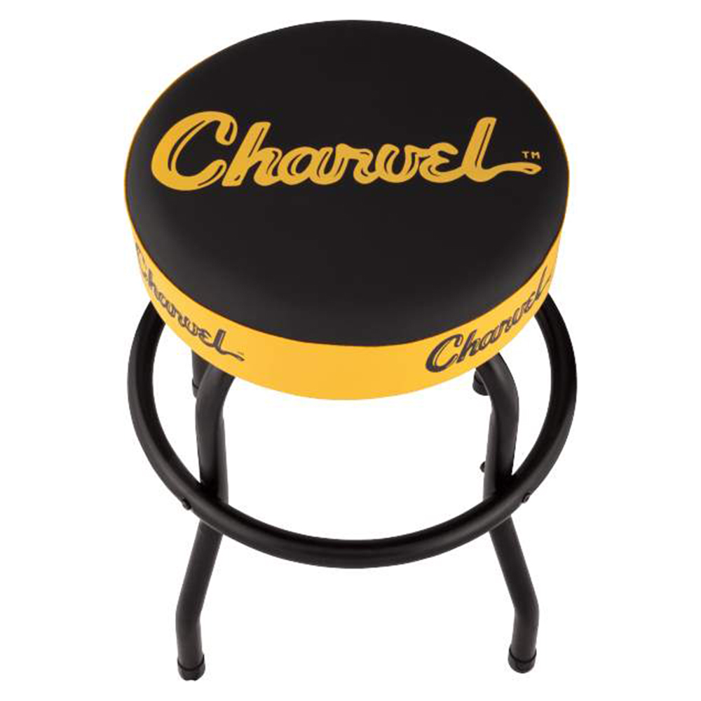 Charvel Toothpaste Logo Barstool Black and Yellow 24"