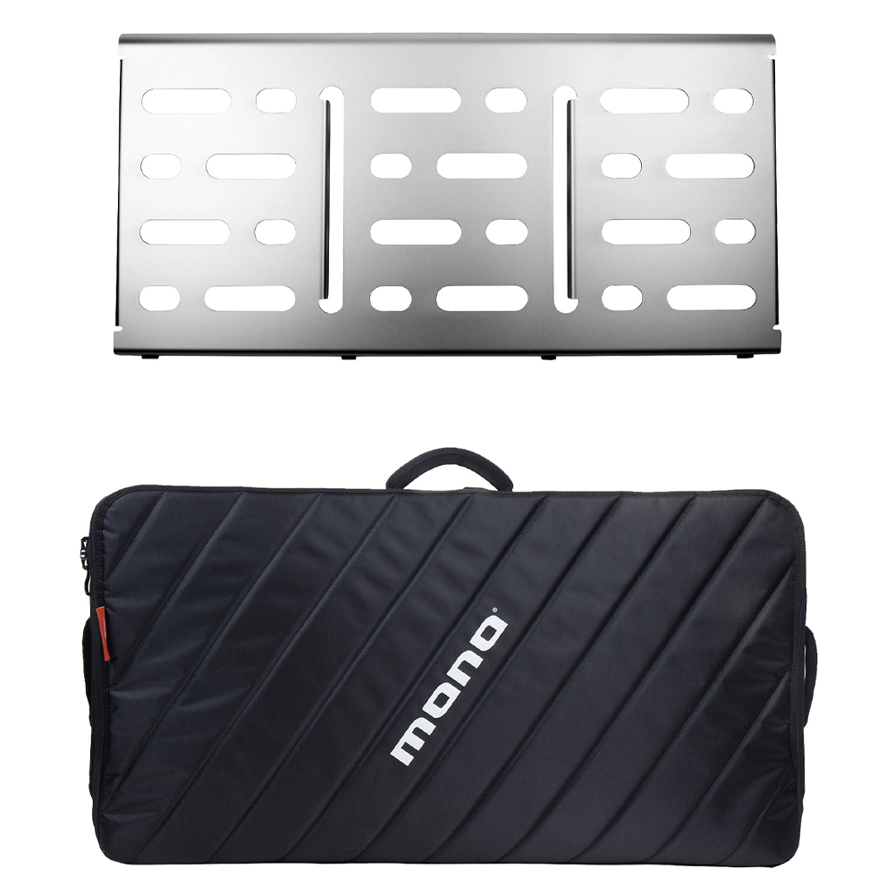 Mono Pedalboard Large, Silver and Pro Accessory Case 2.0, Black