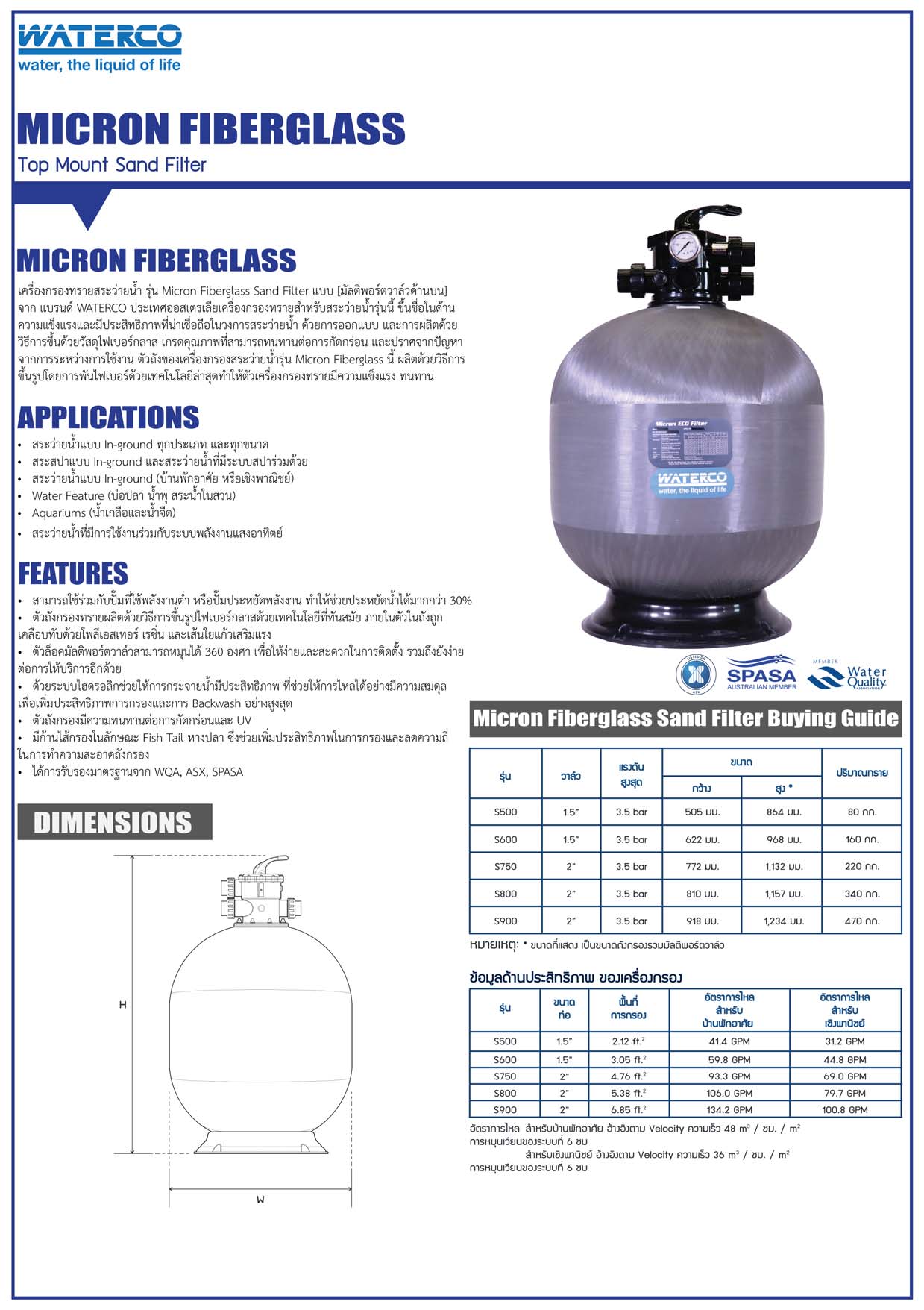 24” S600 Micron Fiberglass Sand Filter