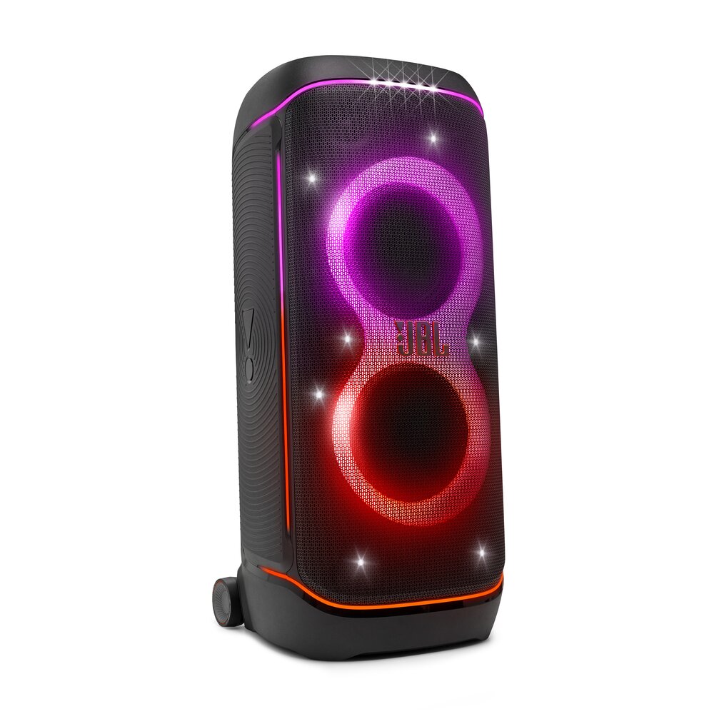 jbl partybox 720 ดีไซน์ มีล้อเคลื่อนย้ายง่าย มีไฟโชว์ วงแหวนสวยงาม