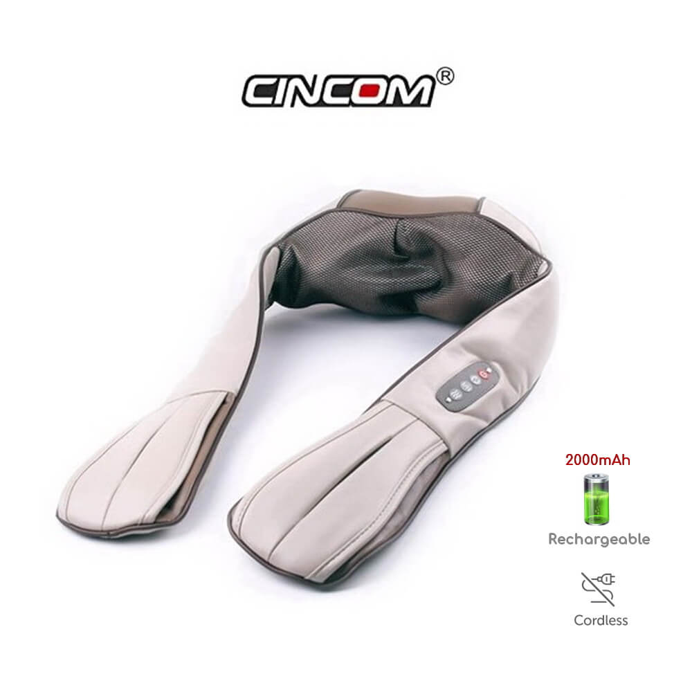CINCOM | เครื่องนวดคอ บ่า ไหล่ เพื่อสุขภาพ  เครื่องนวดไฟฟ้าแบบพกพา รุ่นไร้สาย (Cordless) พร้อมระบบให้ความร้อน