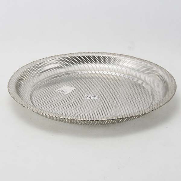 Stainless steel round tray with holes 40 cm.
