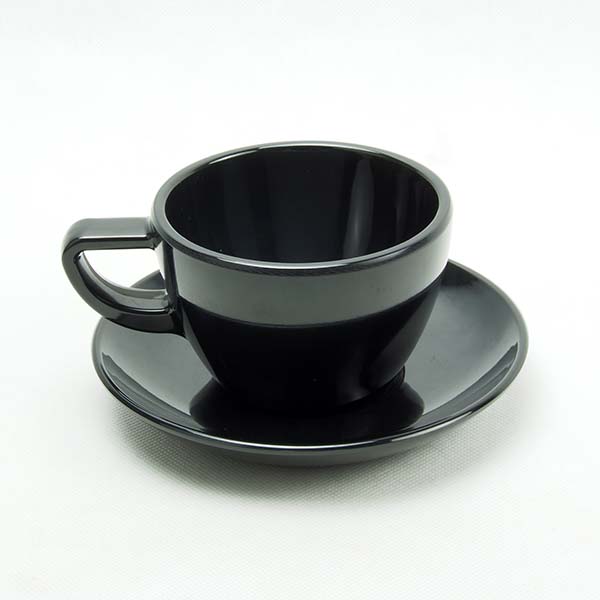 Large coffee mug set with saucer Black
