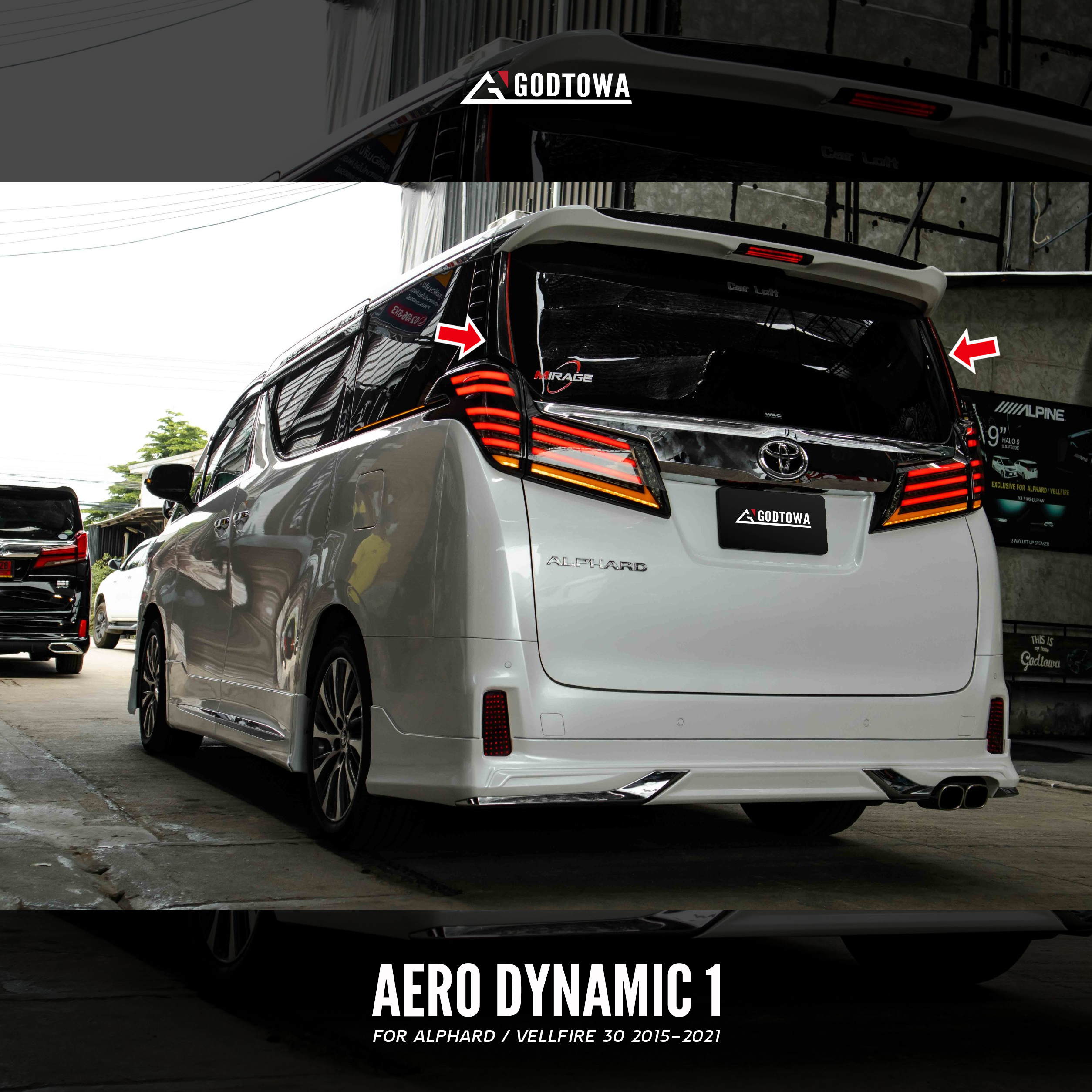 อุปกรณ์เสริมลดแรงปะทะของลมสำหรับรถอัลพาร์ด เวลไฟร์(ALPHARD VELLFIRE) แอโรว์ไดนามิค 1 ลู่ลมอัลพาร์ด เวลไฟร์ AERODYNAMIC ONE สำหรับรถยนต์ ALPHARD/VELLFIRE 30 รุ่นปี 2015-2021