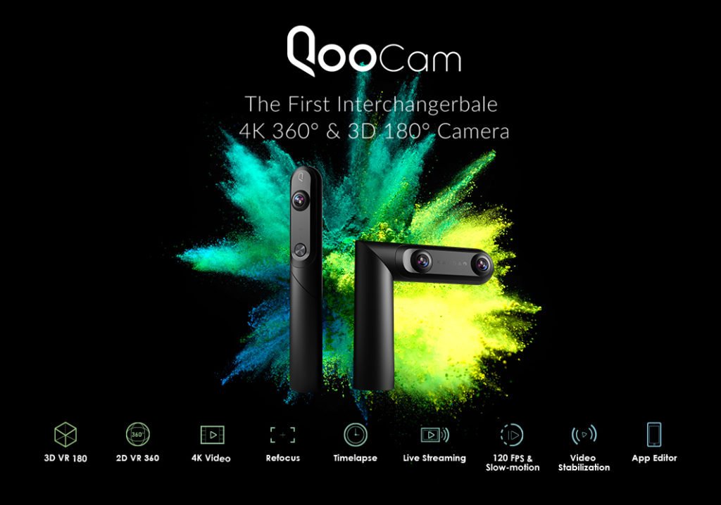 Qoocam Camera 360° 3D 180° 4k Resolution