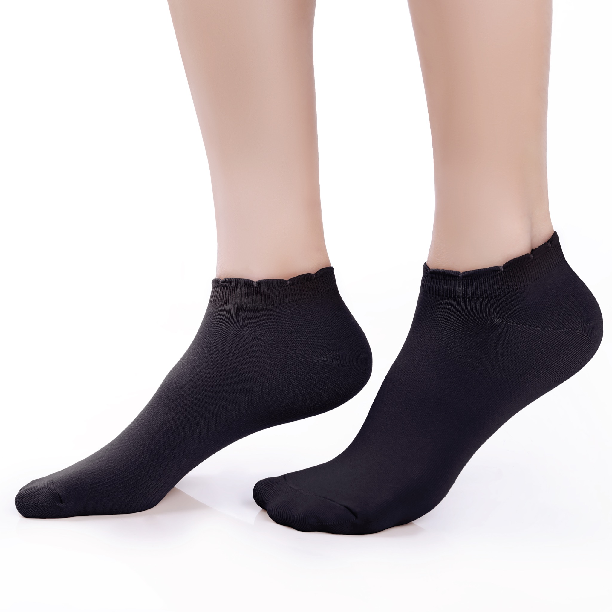 ถุงเท้ารองส้นเนื้อหนา ปิดหน้าเท้า สีดำ รหัส NEFC04