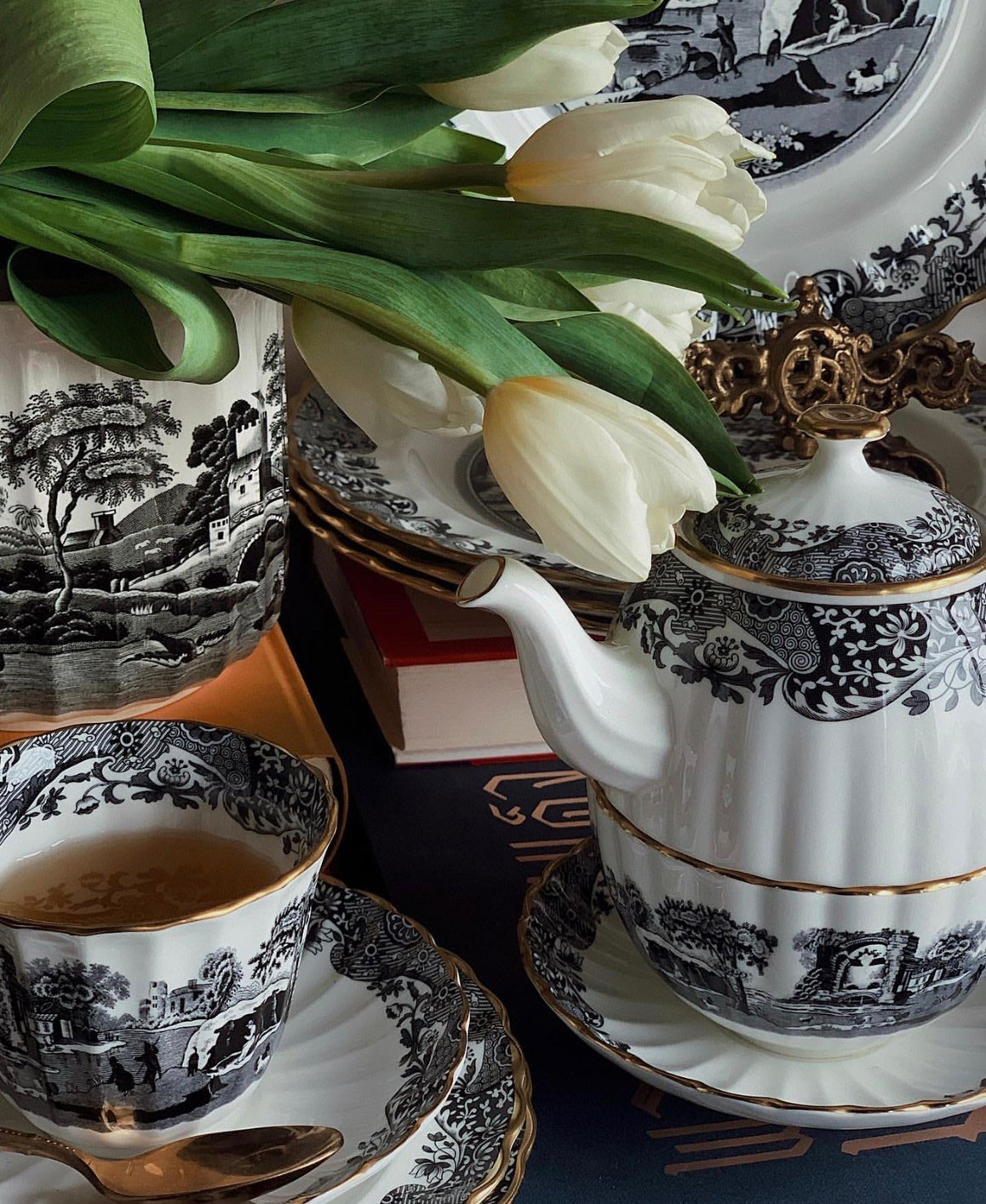 Spode Black Italian 250th Anniversary TeaforOne Set