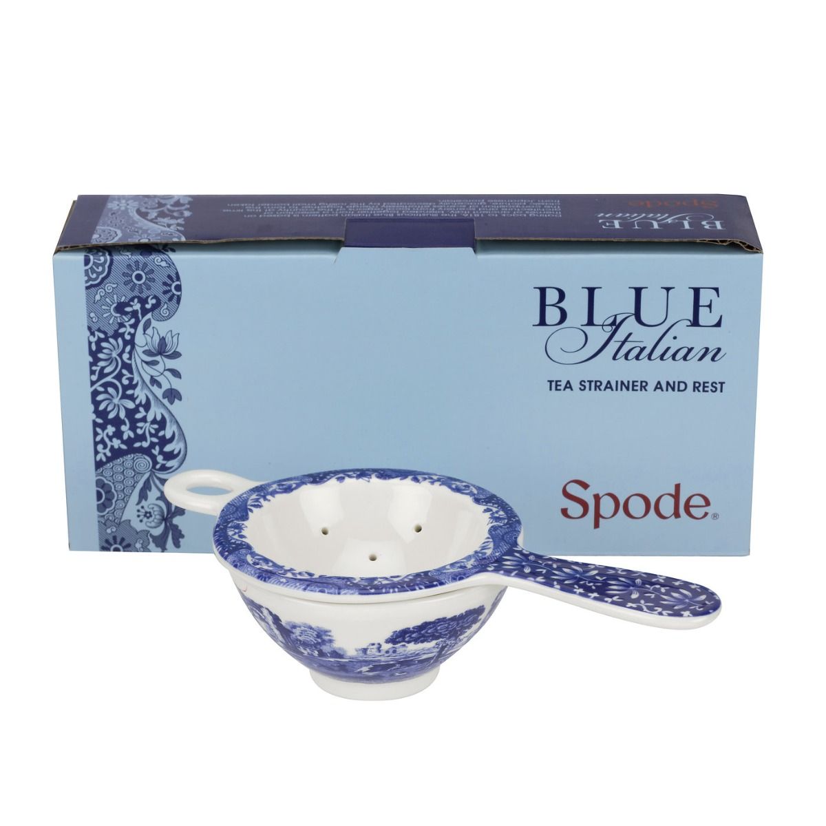 Spode Blue Italian Tea Strainer and Rest blueandwhitethailand