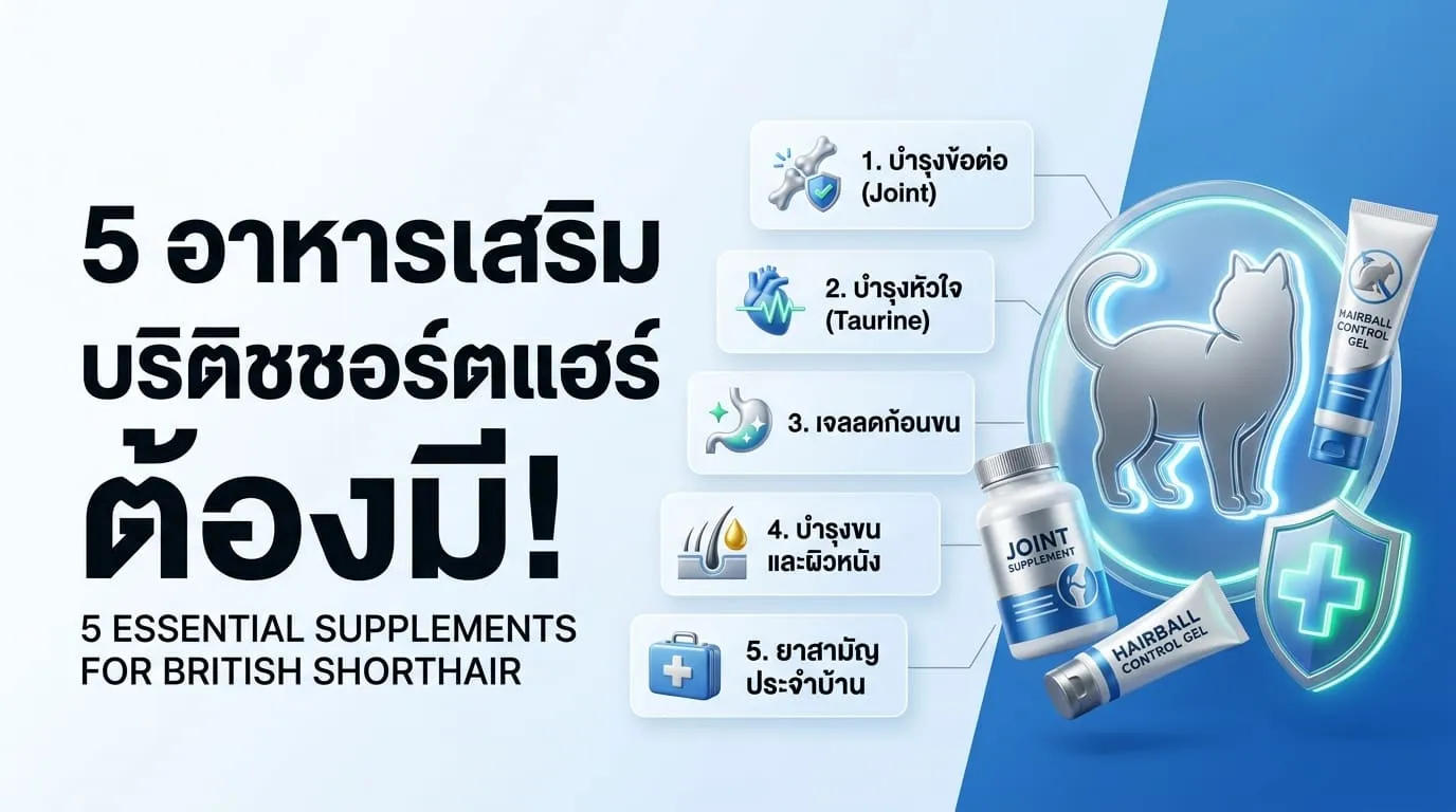 5 กลุ่มยาและอาหารเสริมสามัญประจำบ้านสำหรับบริติช ชอร์ตแฮร์
