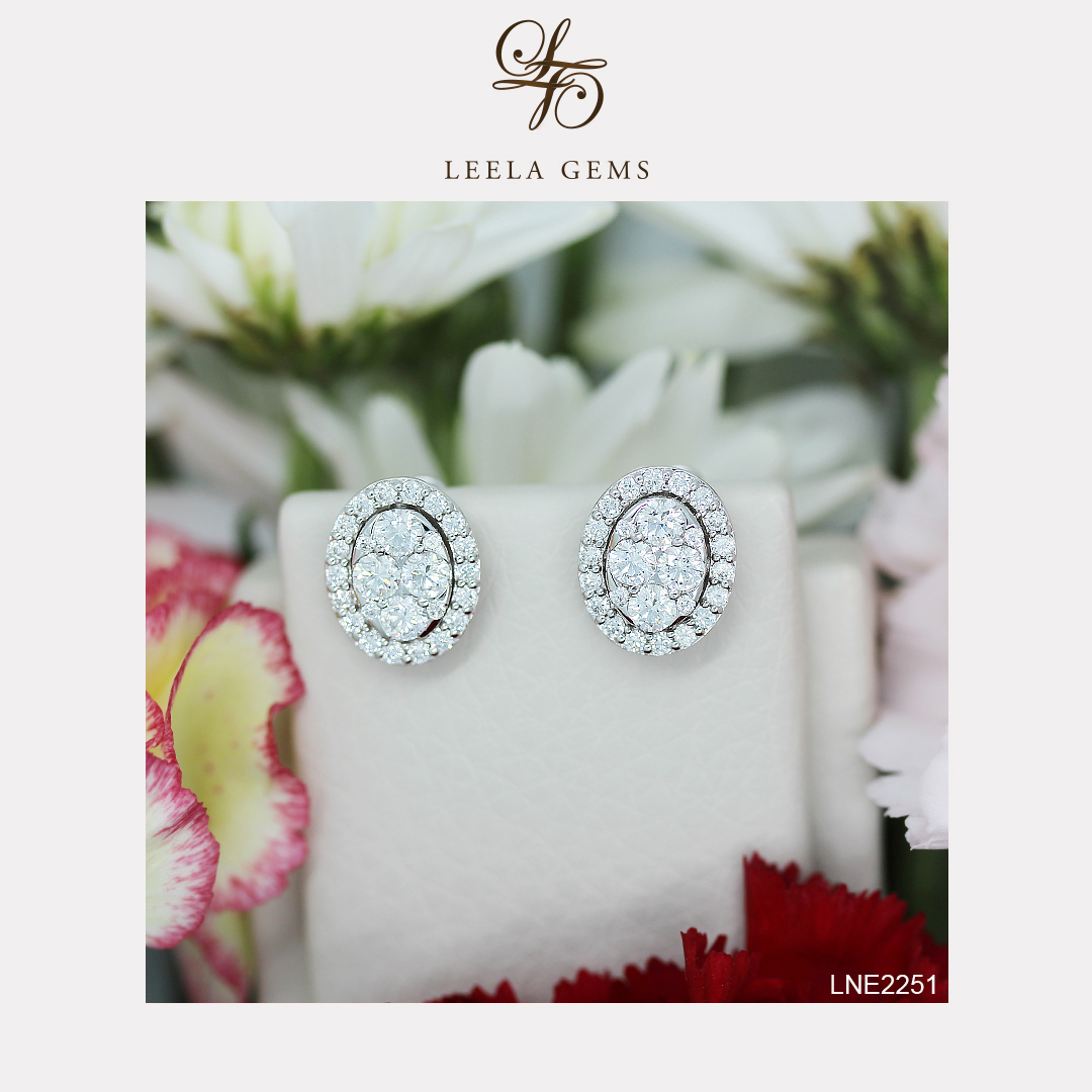 Cluster Oval Diamond Earrings
