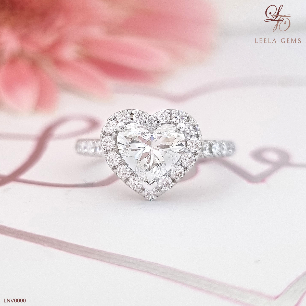 Halo Heart Diamond Ring
