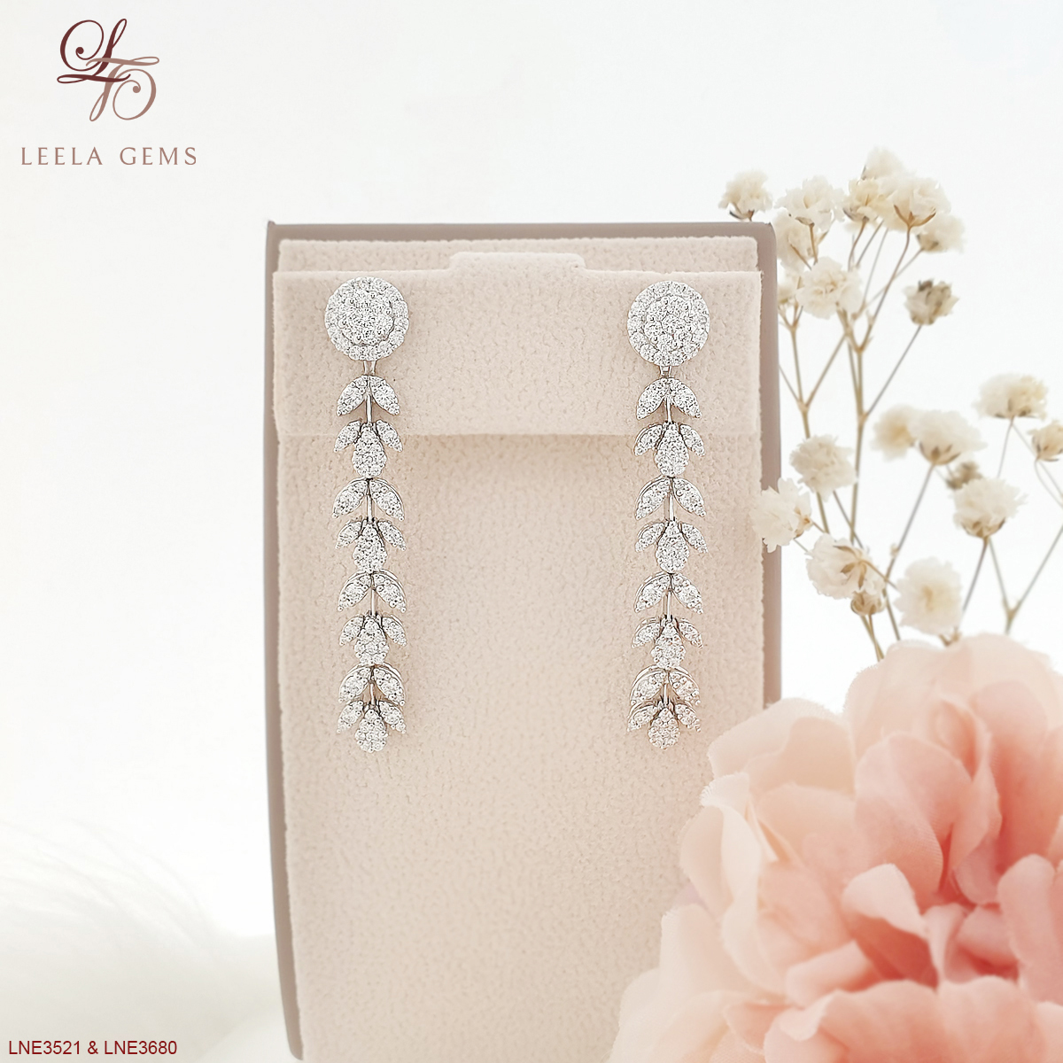 2 in 1 Flower Design Diamond Earrings