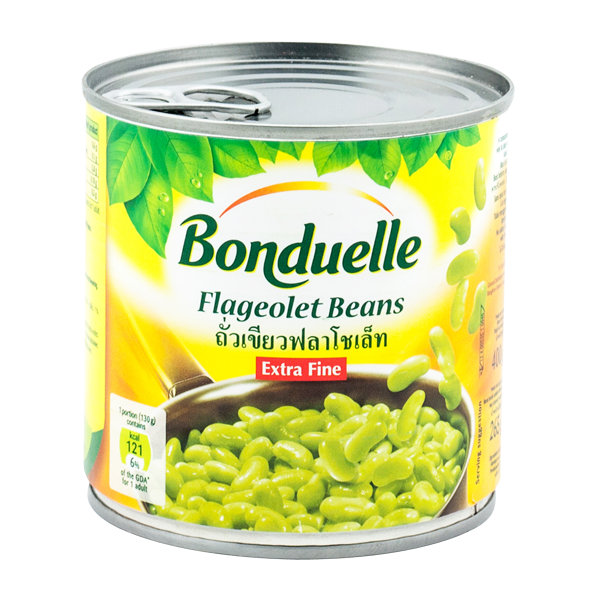 Extra Fine Green Flageolet Beans 400g - Bonduelle / ถั่วเขียวฟลาโชเล็ทกระป๋อง ตรา บ็งดูแอล