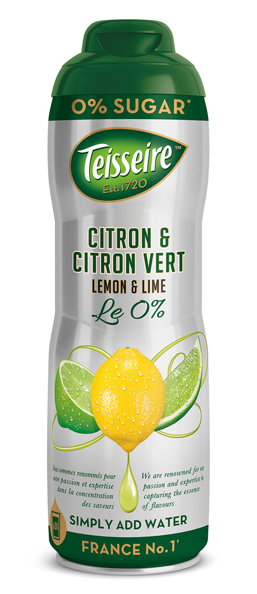 Teisseire Lemon & Lime 0% Sugar syrup 60cl / ไซรัป เตสแซร์ กลิ่นเลมอนและไลม์ สูตรไม่มีน้ำตาล
