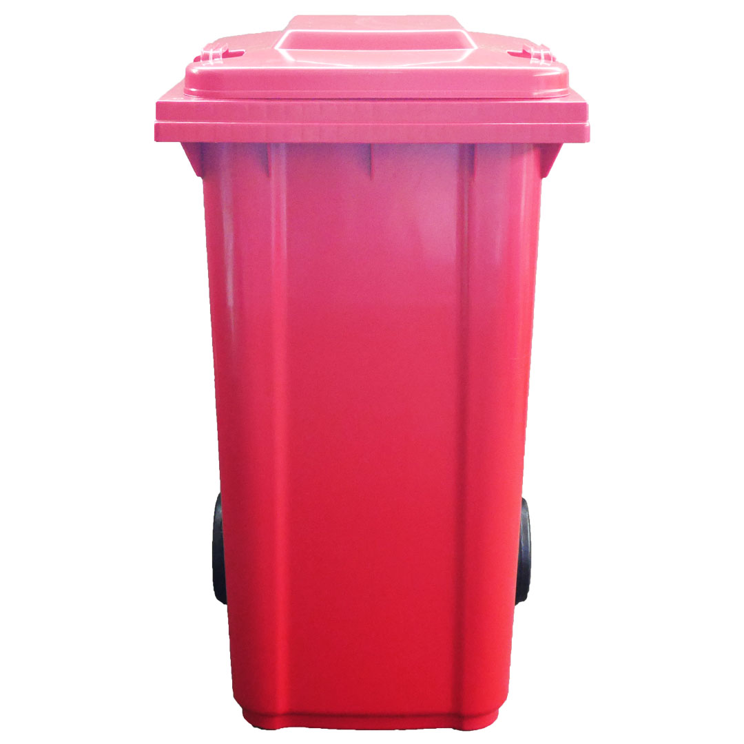 ถังขยะพลาสติกพร้อมล้อเข็น (ฝา1ช่องทิ้ง) สีแดง 120L