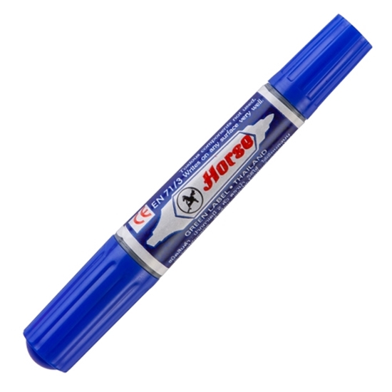 ปากกาเคมี 2 หัวตราม้า สีน้ำเงิน