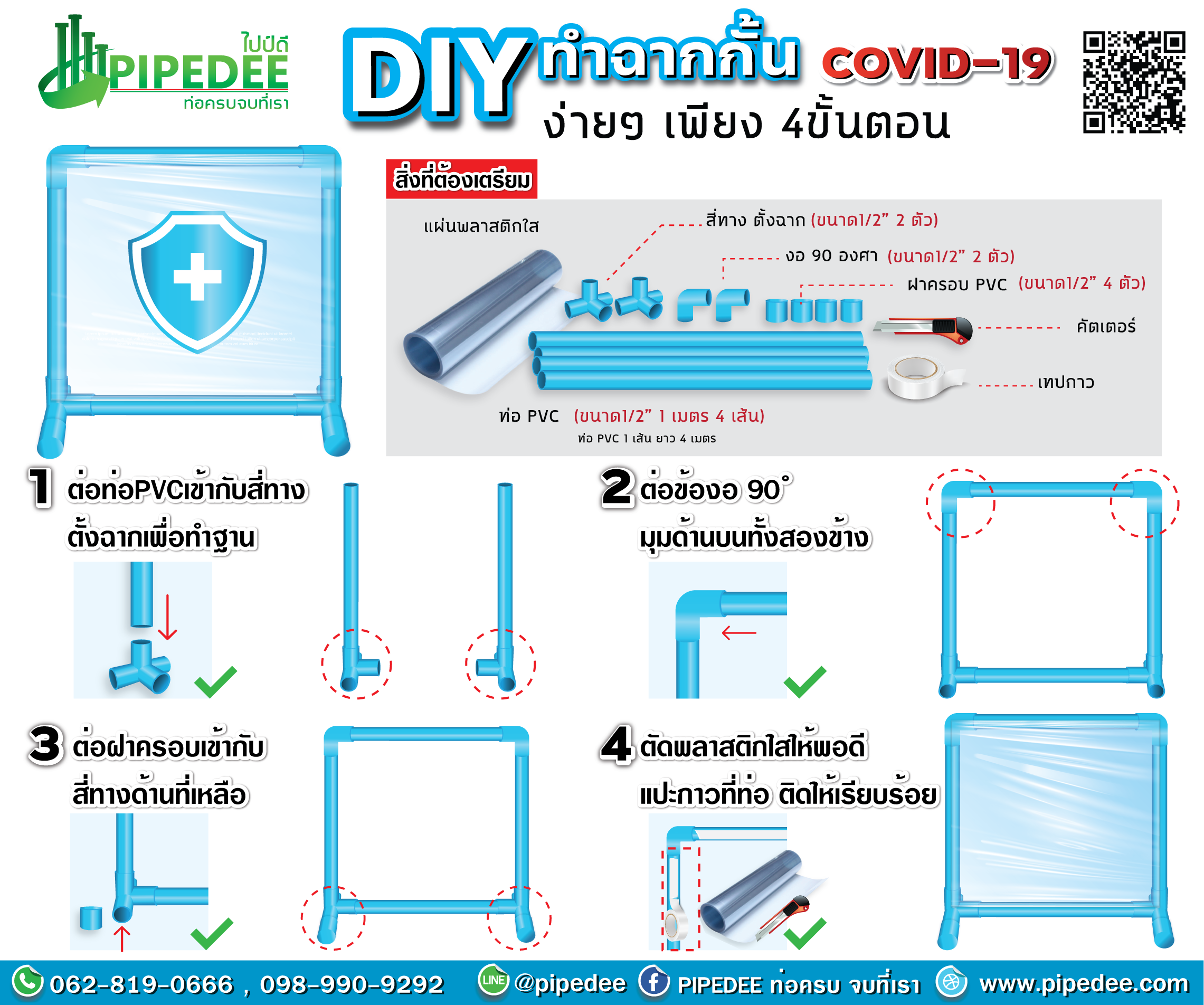 การทำฉากกั้นโควิดpvc