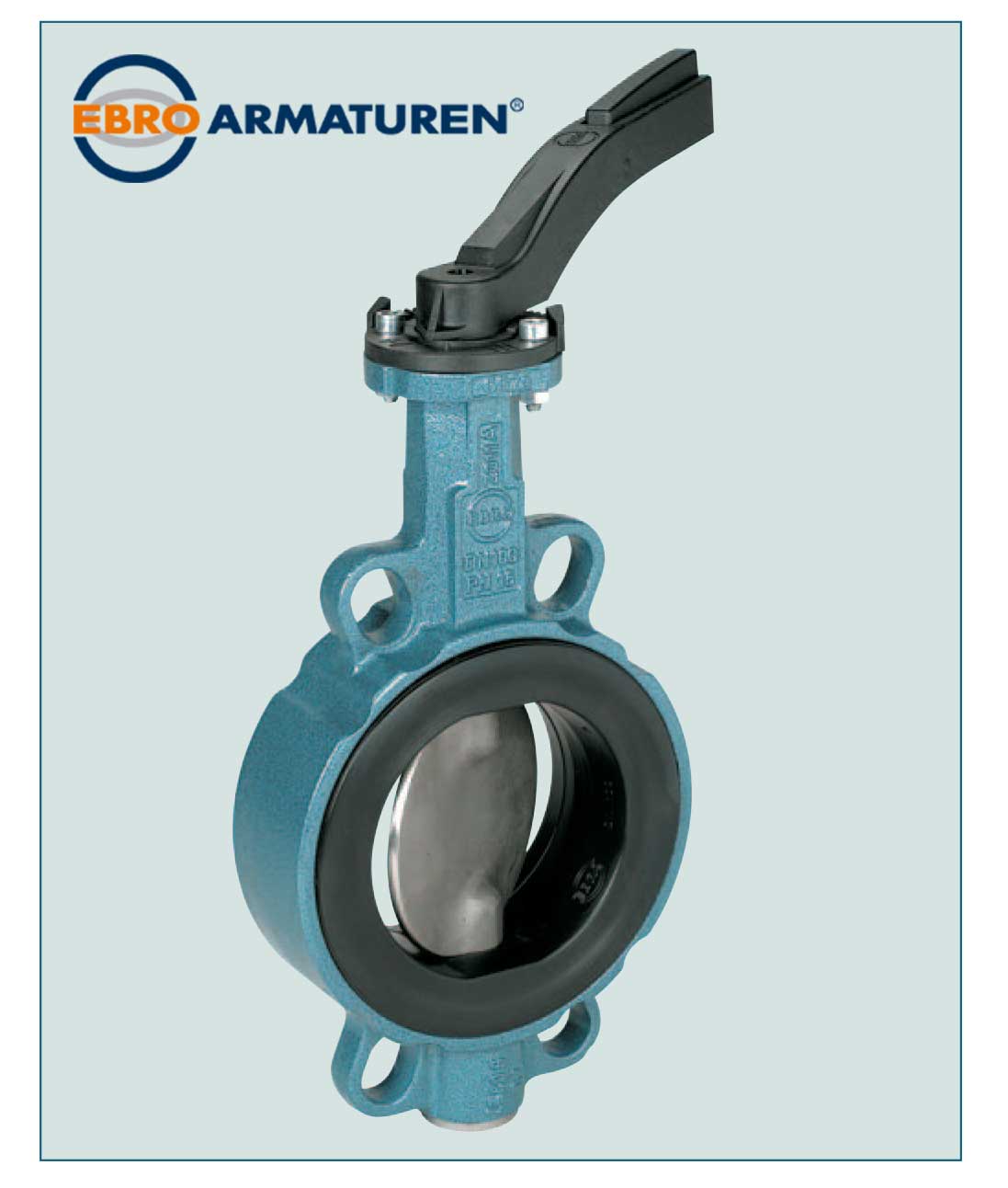 EBRO บัตเตอร์ฟลายวาล์ว (wafer type butterfly valve)รุ่น Z 011-A มีขนาดให้เลือกใช้ DN 20 – DN 200 ทนแรงดันสูงสุด 16บาร์ วัสดุเหล็กหล่อ Liner Seat: EPDM / DISC: CF8M Stainless 316 / Flanged: jis10K/PN10/PN16