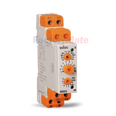 Analog Timers- 17.5mm Din Rail   13 Functions, 10 Time Ranges 600XU
