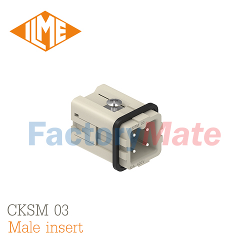 ILME CKSM 03 Male insert, CKS series, spring terminal connection, 3 poles + PE, 10 A 400 V 4 kV 3, size "21.21"