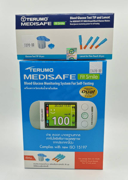 เครื่องตรวจน้ำตาล Terumo Medisafe Fit Smile (เฉพาะเครื่อง ไม่แถมแผ่นและเข็ม)
