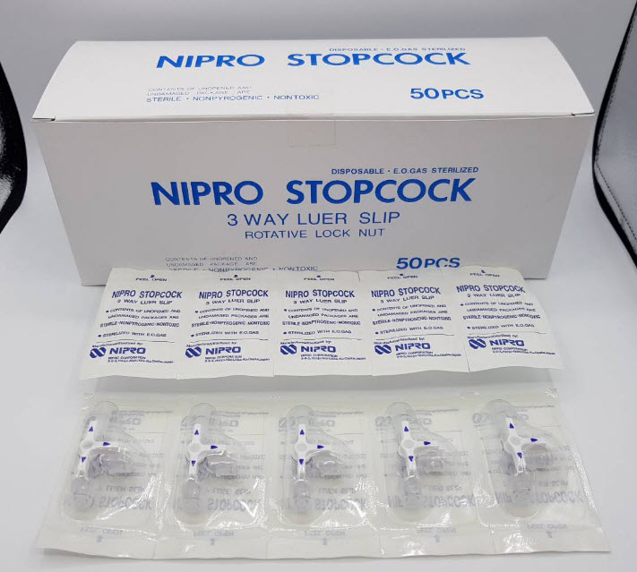 ข้อต่อฉีดยา 3 way Nipro 3W-RS (มีหัวล็อค 2 หัว) (ยกกล่อง 50 อัน)