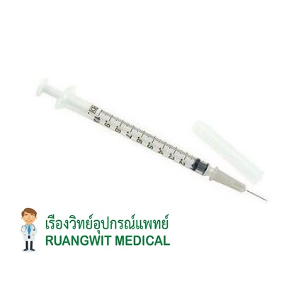 BD syringe 1 mL ติดหัวเข็ม Needle 27G x 0.5นิ้ว (ถอดได้) (RF302101) ยกกล่อง 100 ชิ้น