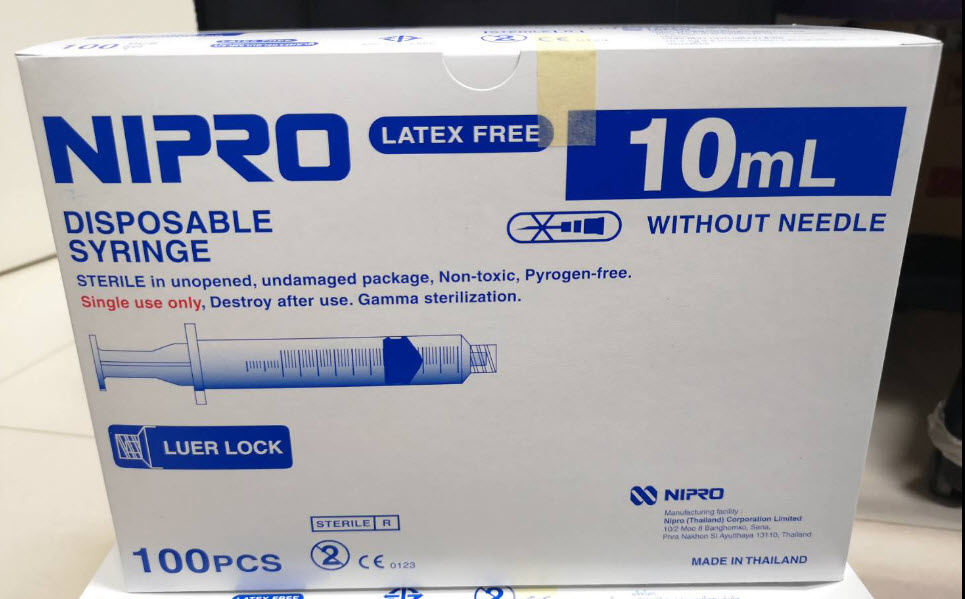 Nipro Syringe ไซริงค์นิโปร ขนาด 10 ซีซี หัวล็อค