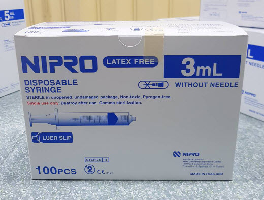  Nipro Syringe ไซริงค์นิโปร ขนาด 3 ซีซี หัวล็อค