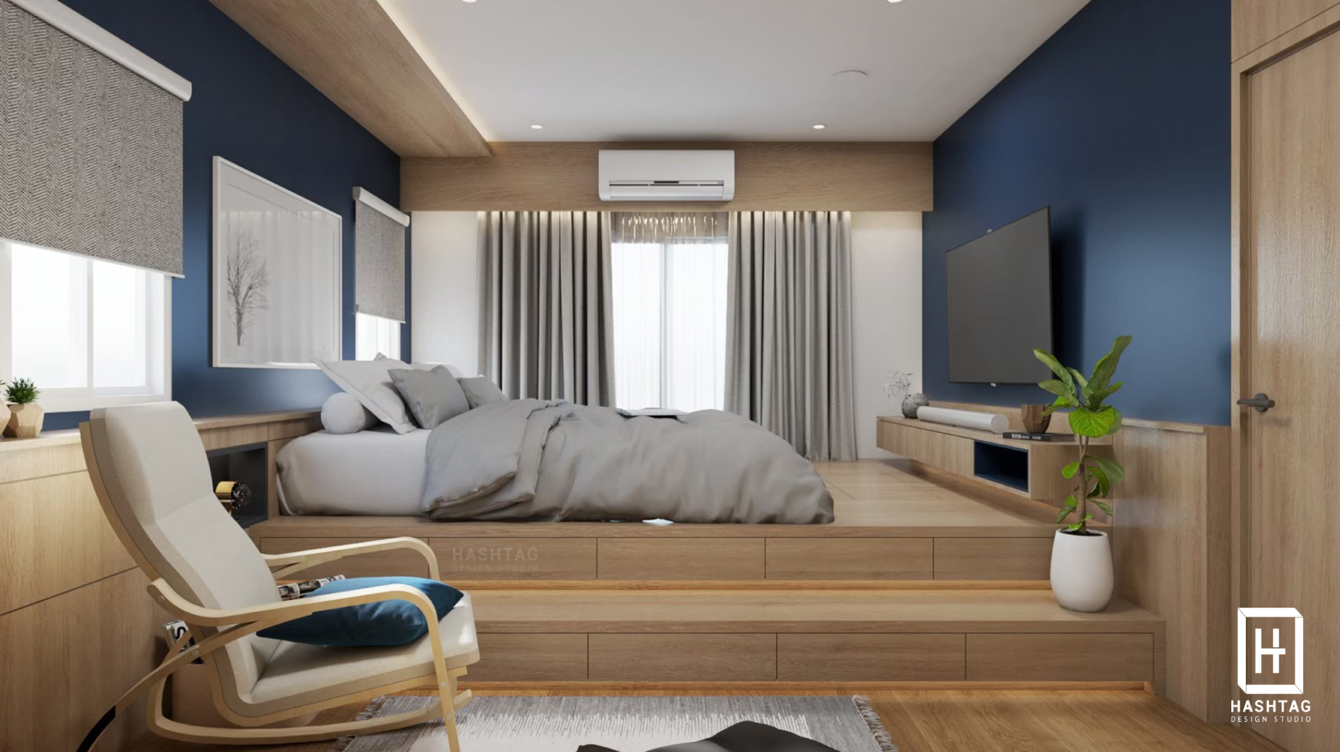 งานออกแบบห้องนอนบ้านพัก ห้อง Master Bedroom & Walk in Closet l บริการ ...
