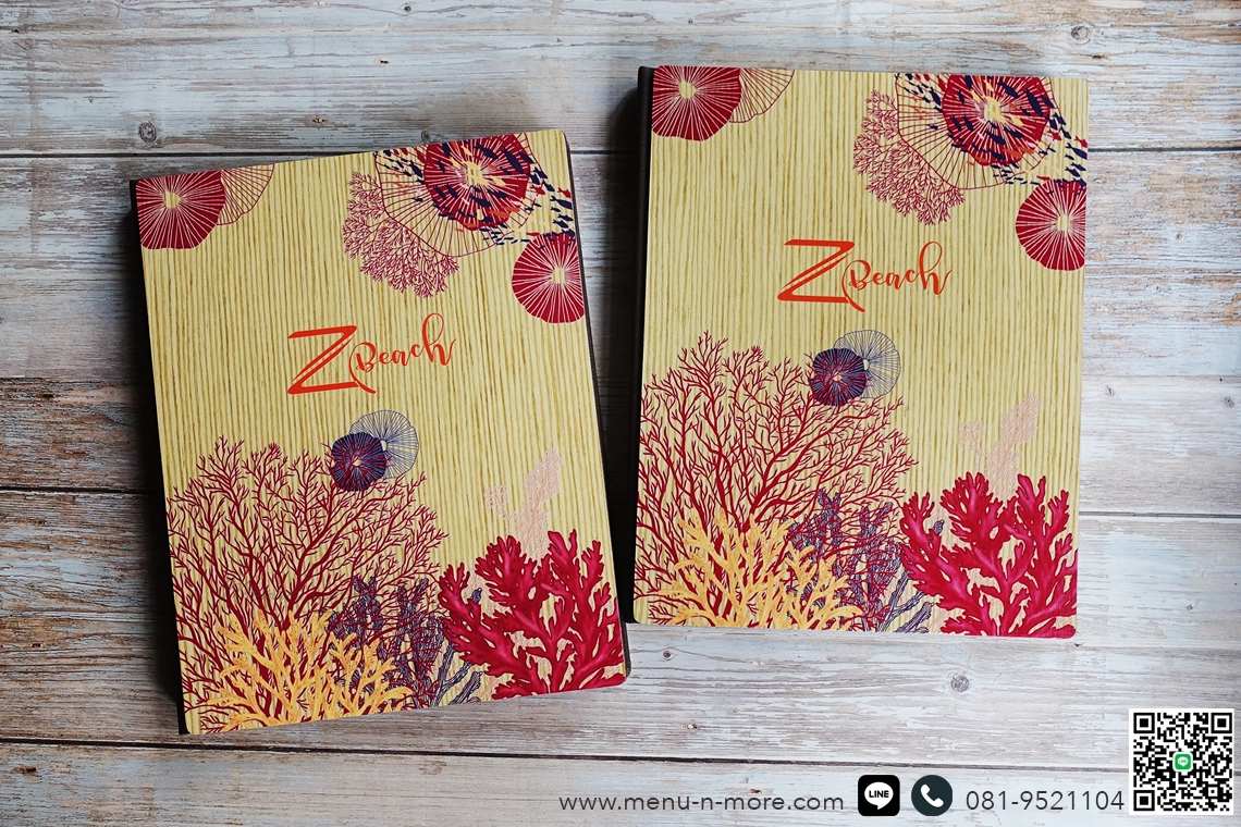 แฟ้มเมนูอาหารทำจากไม้