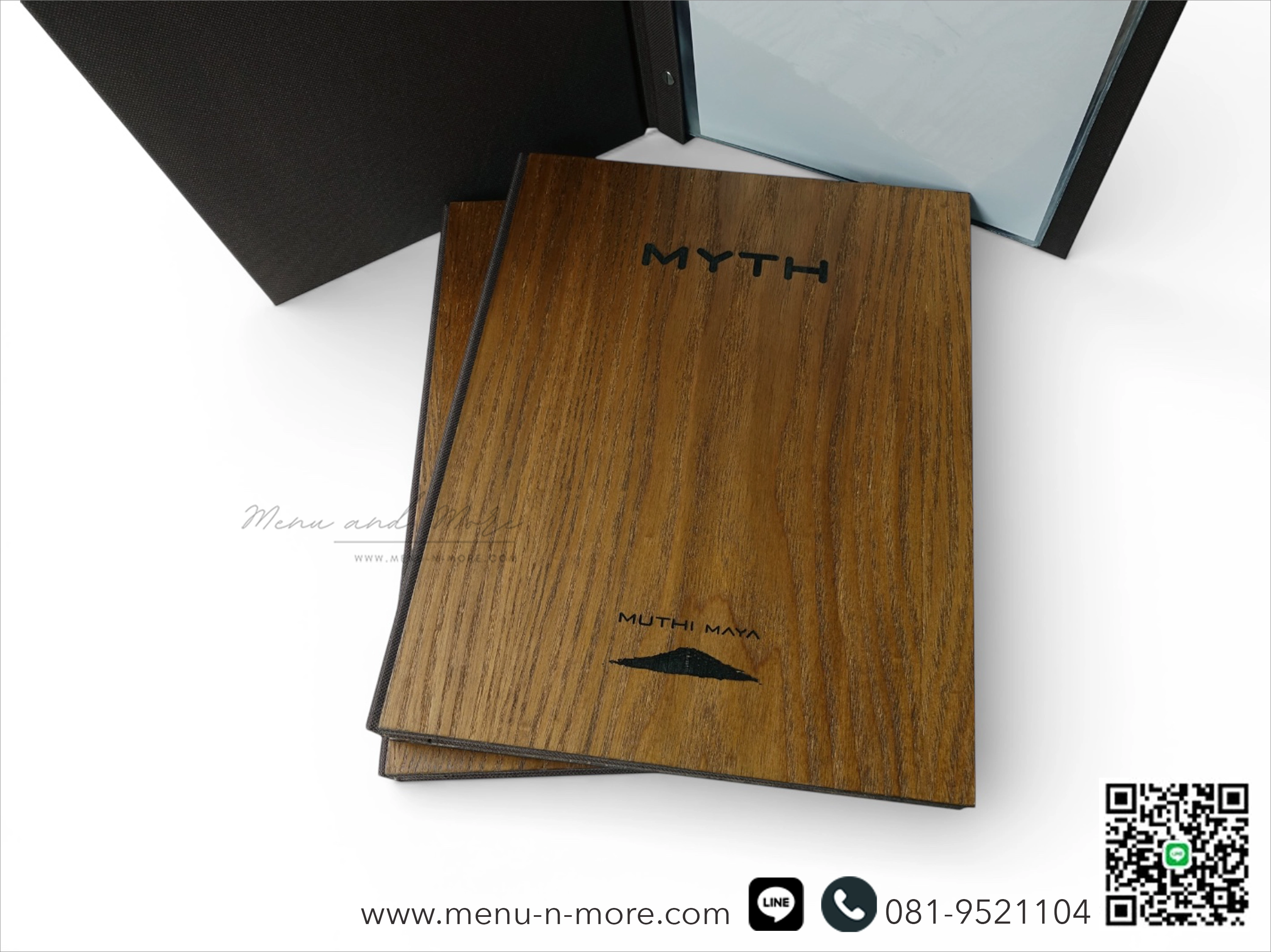 แฟ้มเมนูอาหารทำจากไม้