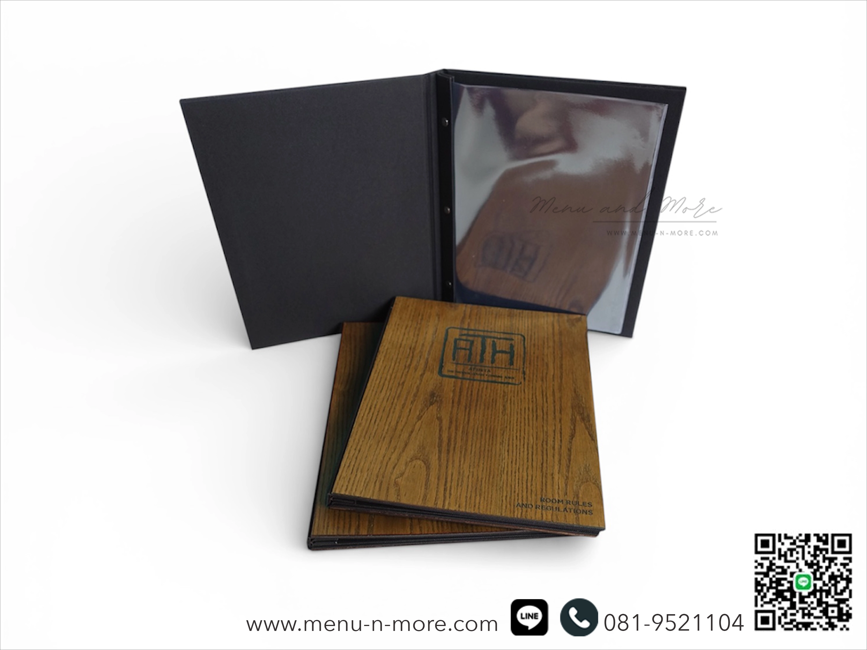 แฟ้มเมนูอาหารทำจากไม้