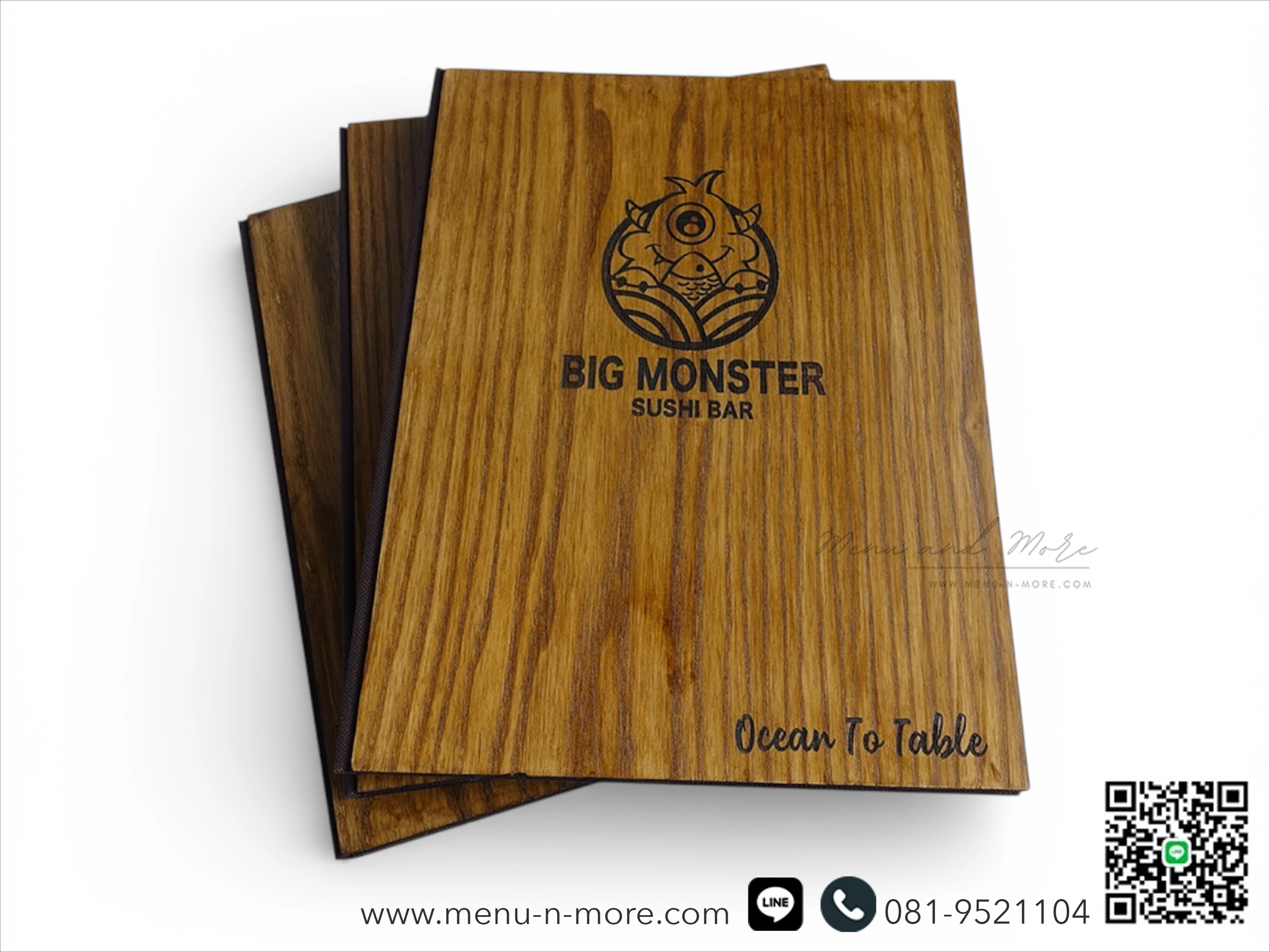 แฟ้มเมนูอาหารทำจากไม้