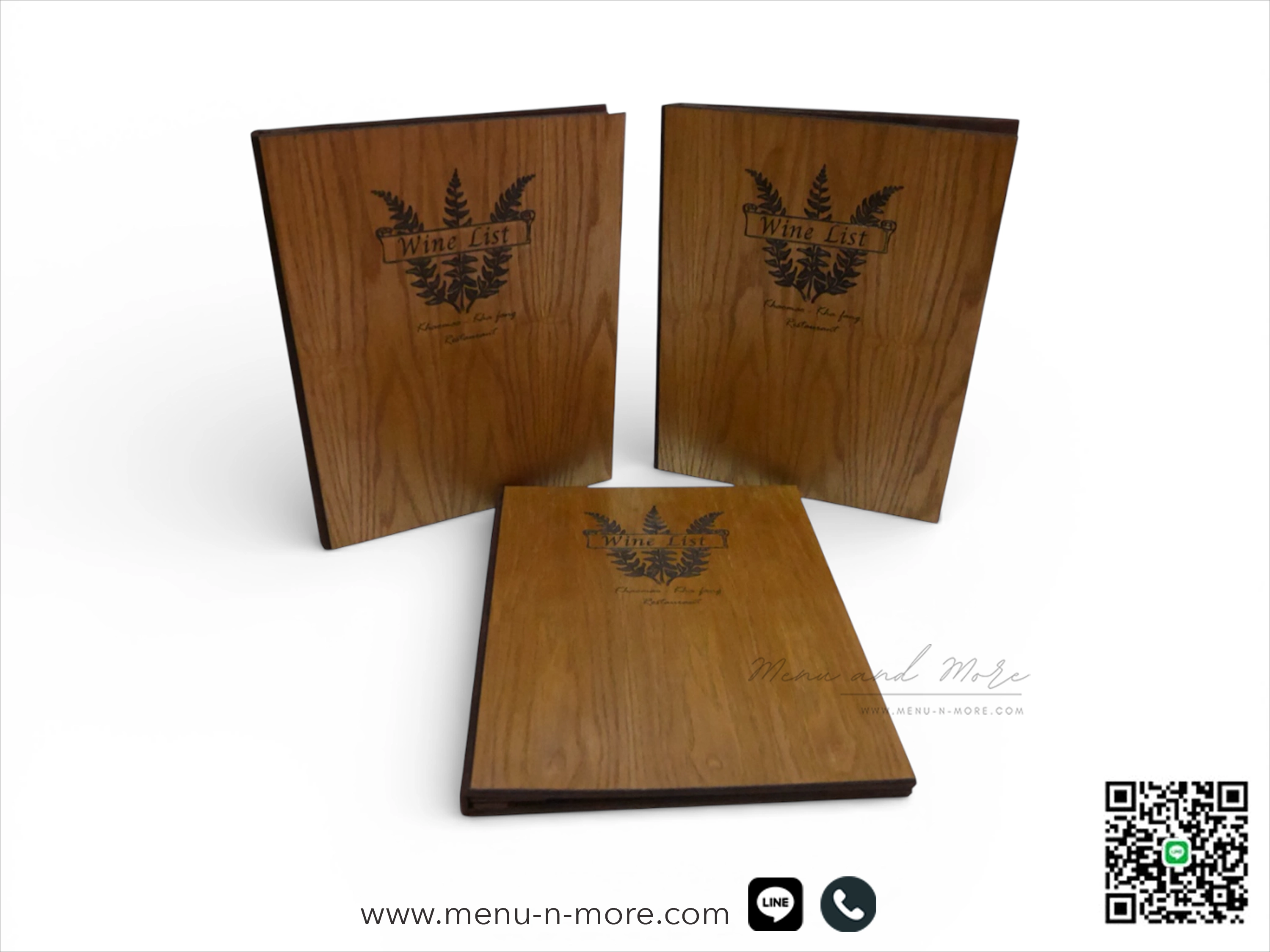 แฟ้มเมนูอาหารทำจากไม้