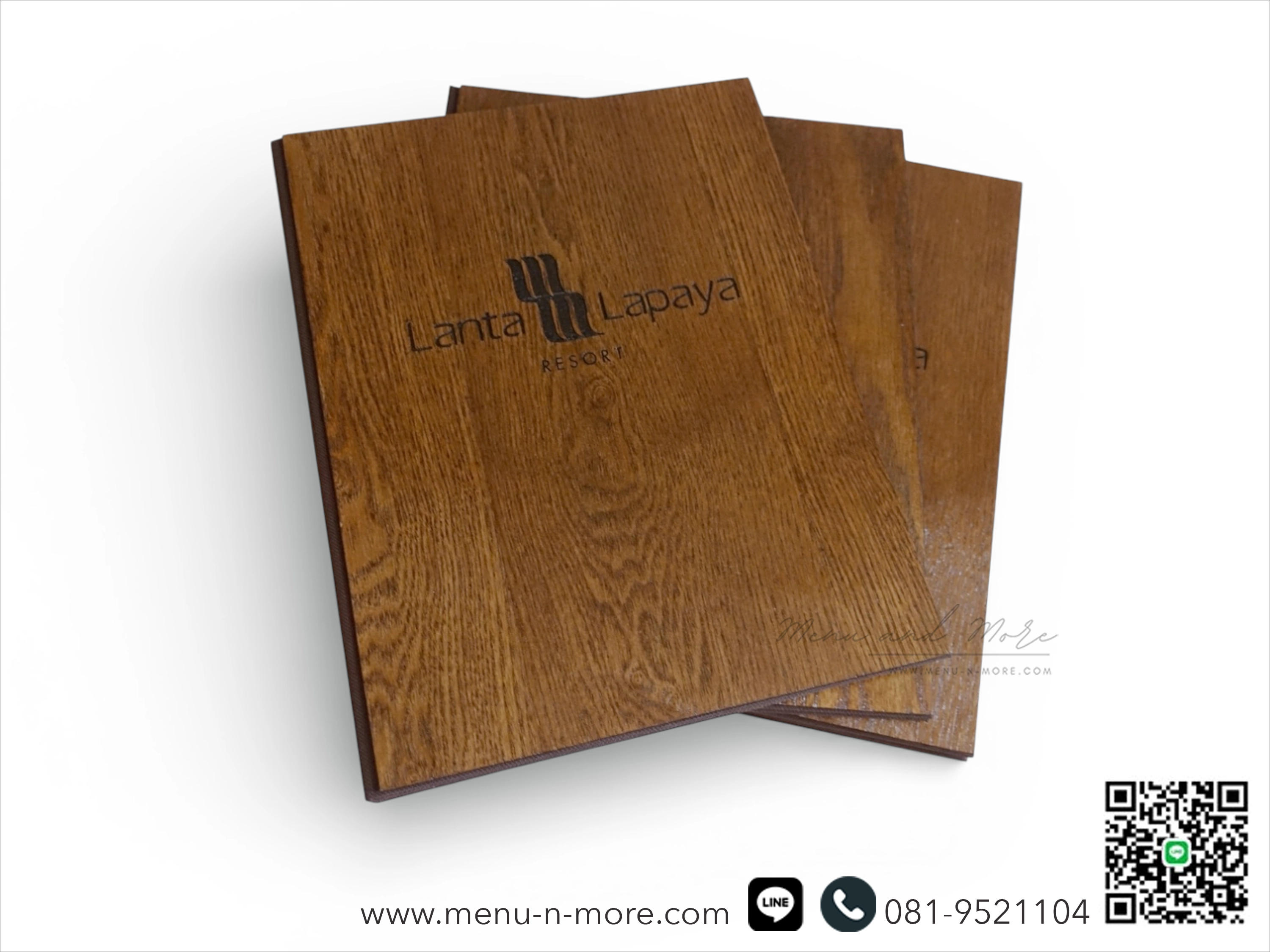 แฟ้มเมนูอาหารทำจากไม้