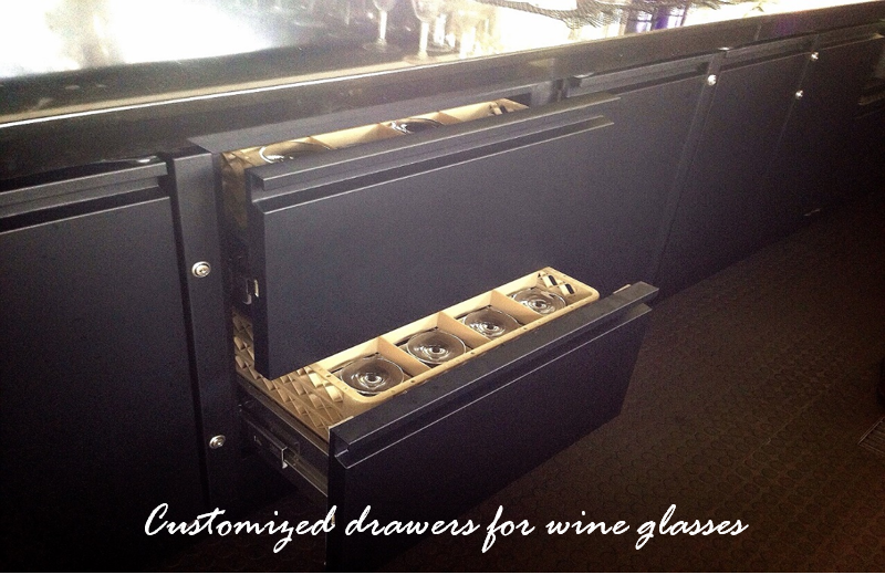 Customized drawer for wine glass