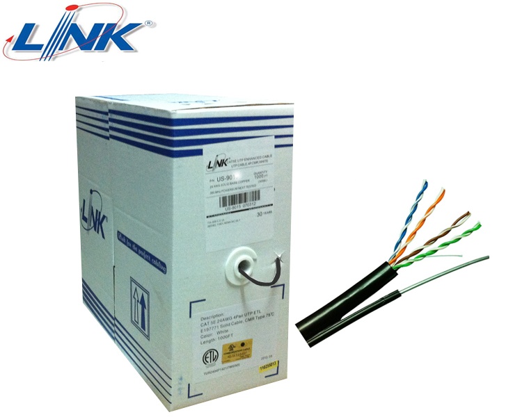 LINK US9015M CAT5E Outdoor UTP PE w/Drop Wire Cable, Bandwidth 350MHz