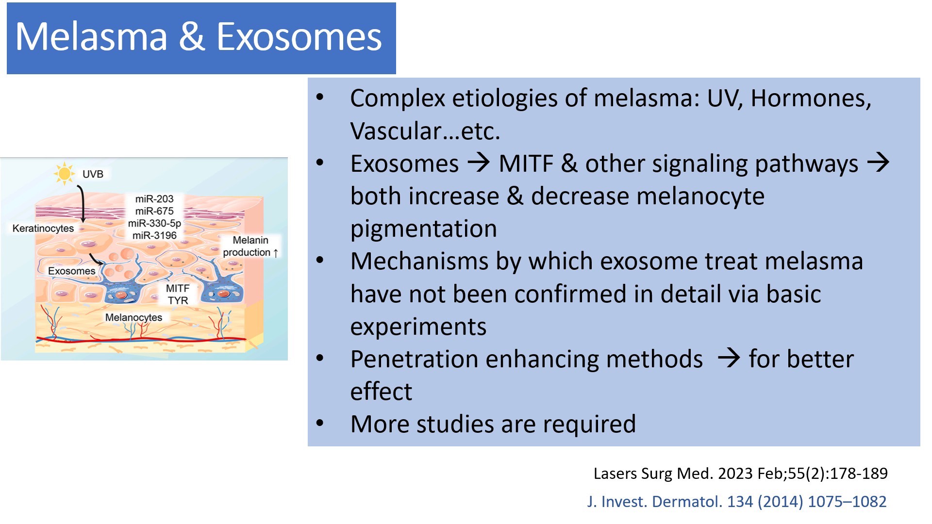 Exosomes มีบทบาทและกลไกในการดูแลฝ้า หรือไม่ & กลไกลเป็นอย่างไร ? Exosomes มีบทบาทและกลไกในการดูแลฝ้า หรือไม่ & กลไกลเป็นอย่างไร ?
