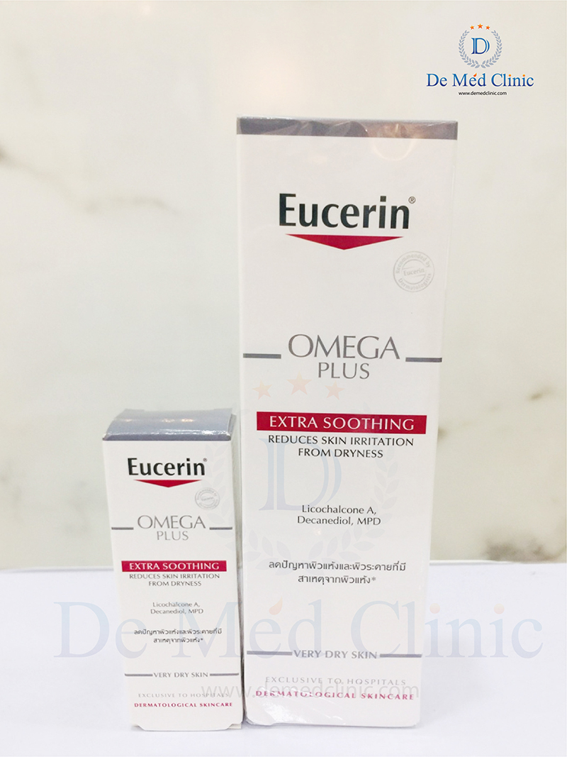 Eucerin omega plus 40ml.  พิเศษแถมขนาดพกพา 1 ชิ้น ยูเซอรินโอเมก้าพลัส เอ๊กตร้าซูทติ้ง ครีมบำรุงผิว ลดการอักเสบ สำหรับเด็กเล็ก ผิวแห้ง ระคายเคือง De Med Clinic