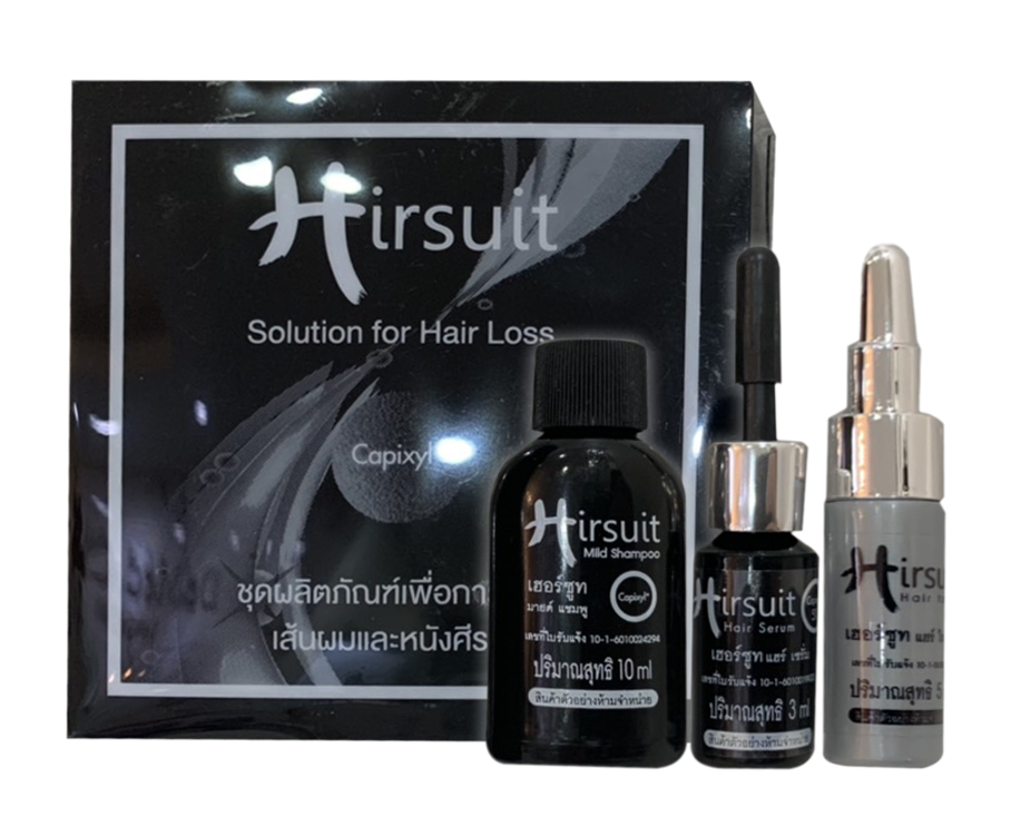 โปรโมชั่นพิเศษ HIRSUIT Hair Tonic ซื้อ 3 ขวด แถมฟรี set ดูแลเส้นผมและหนังศีรษะ Hirsuit ครบด้วย Hirsuit mild shampoo, tonic และ serum พิเศษเฉพาะที่ De Med Clinic 