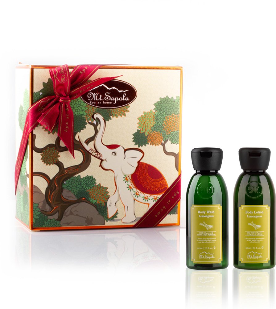 Paper Box with Body Wash and Body Lotion (Lemongrass)
