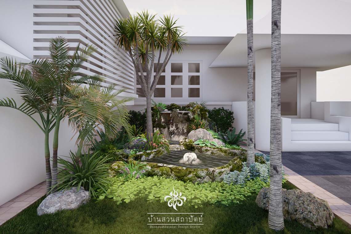 ออกแบบ จัดสวน น้ำตก หินเทียม ราคาถูก สวนบ้าน เชียงใหม่ ชลบุรี พัทยา เชียงดาว
