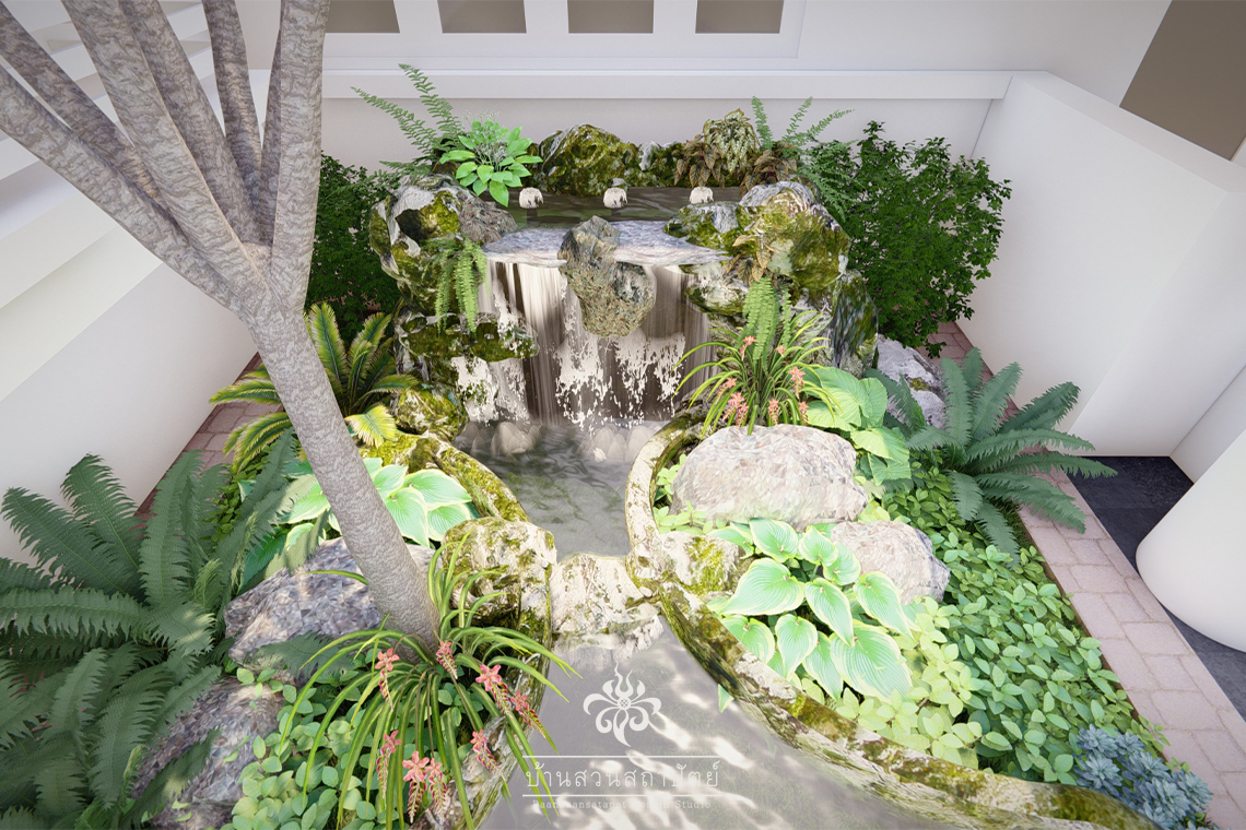 ออกแบบ จัดสวน น้ำตก หินเทียม ราคาถูก สวนบ้าน เชียงใหม่ ชลบุรี พัทยา เชียงดาว