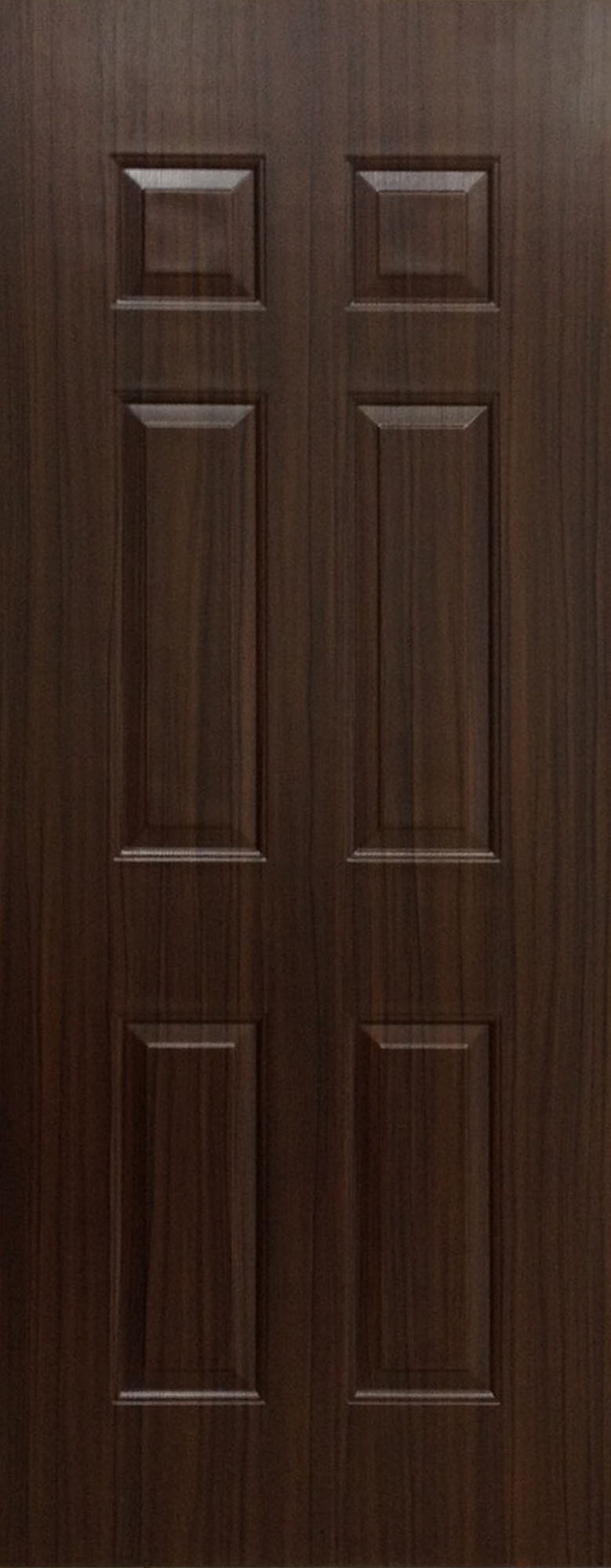 ประตูUPVC ผิวหน้าลายไม้  สีBrownieOak ลูกฟัก 6 ช่องตรง