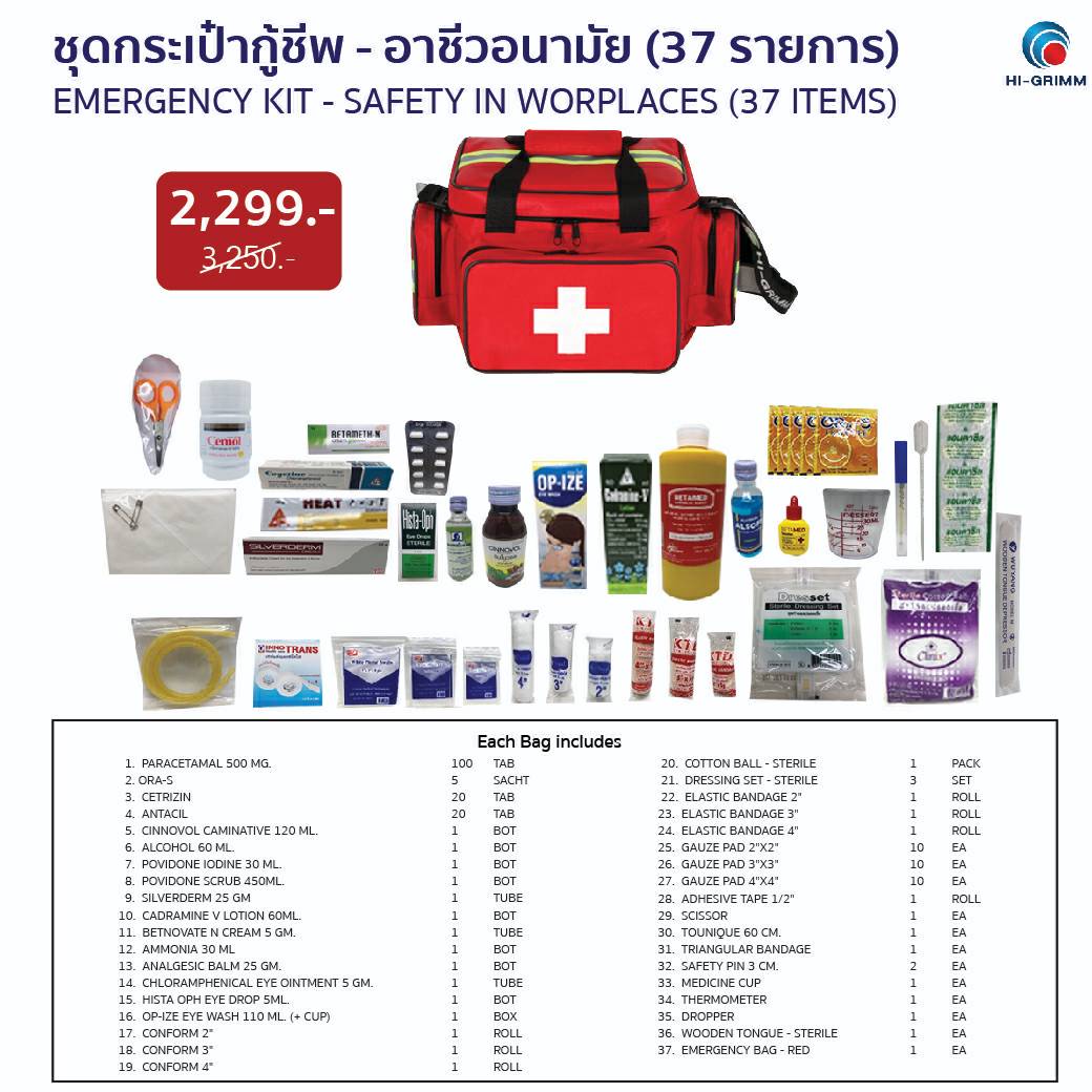 HIGRIMM FIRST AID KIT- SAFETY IN WORKPLACES (37 items)
