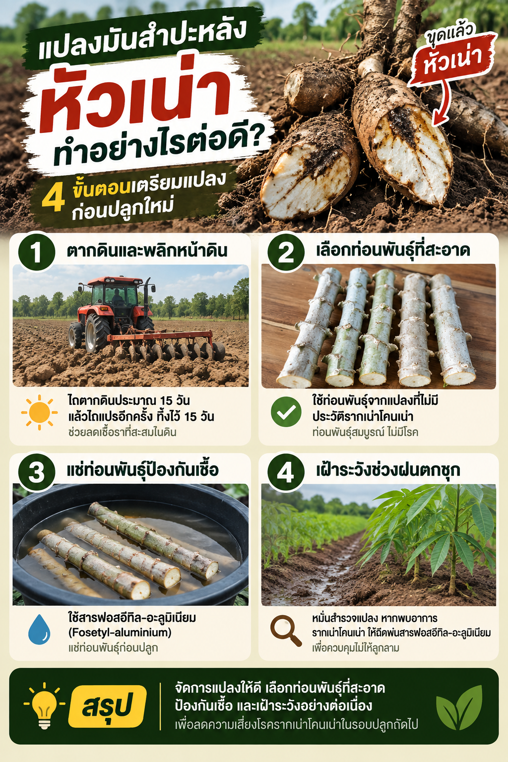 แปลงมันสำปะหลังหัวเน่า ทำอย่างไรต่อดี?